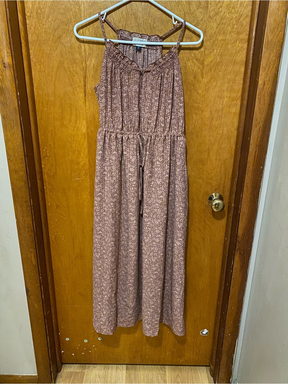 Universal Thread Mauve-Pink Floral Print Maxi Dress with Adjustable Straps